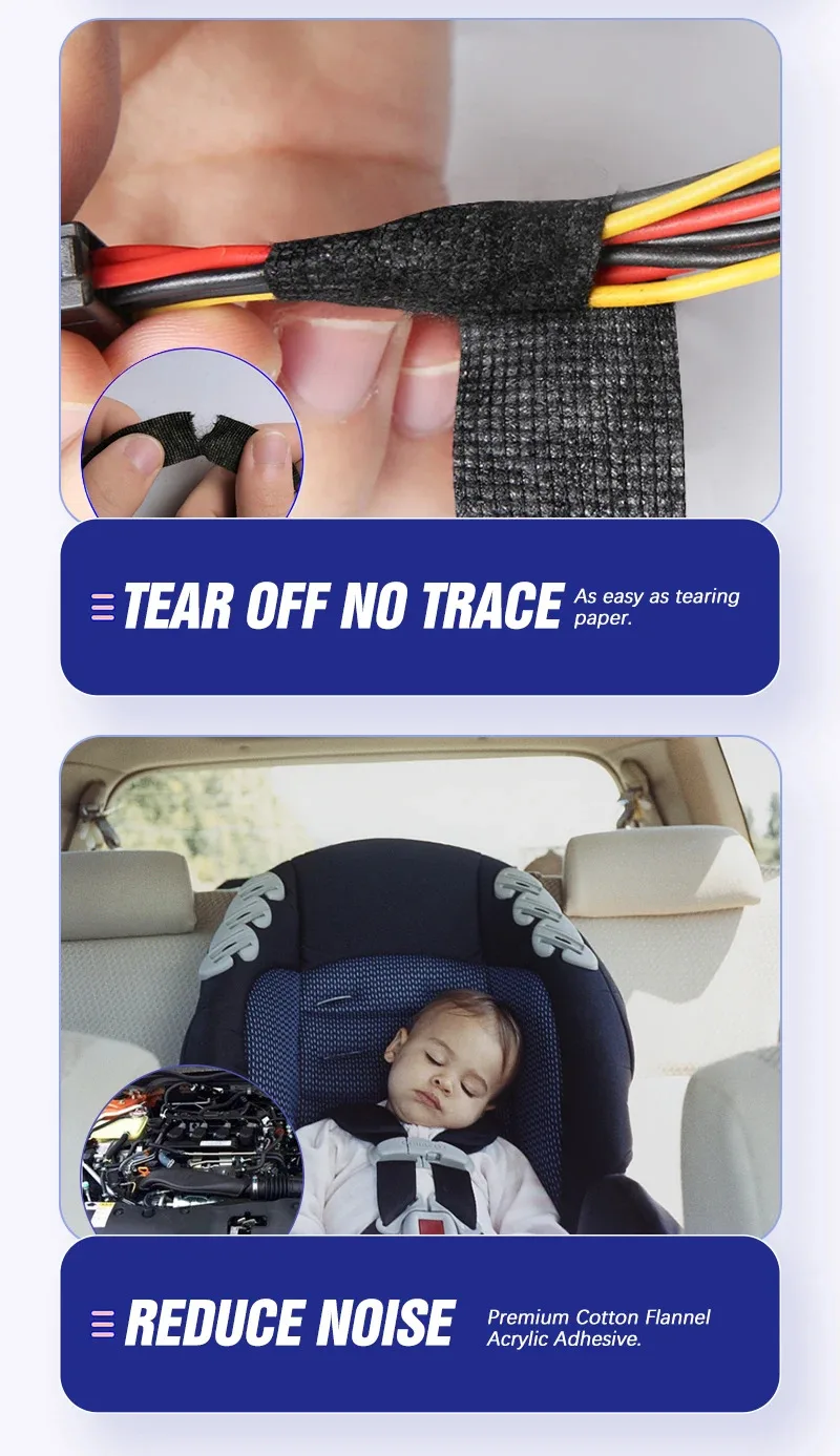 Nastro elettrico Nastro per imbracatura resistente al calore Nastro isolante in tessuto automobilistico Nastro adesivo impermeabile resistente al rumore
