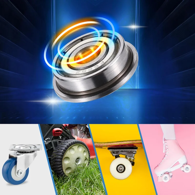 F626ZZ 6x19x6mm Double Metal Shield Single Row Flanged Ball Bearings Deep Groove Ball Bearings Silver Tone - Pack of 10