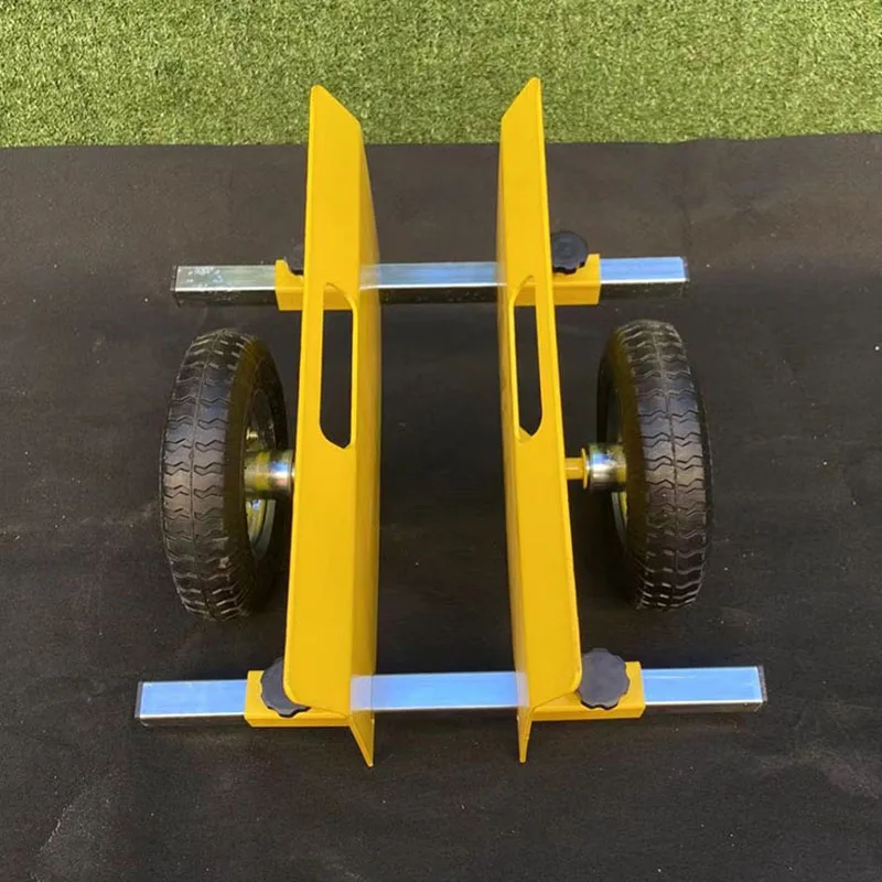 Portable Glass Cart with Marble Plate, Silent Mobile Cart for Glass Transport and Wooden Door Truck