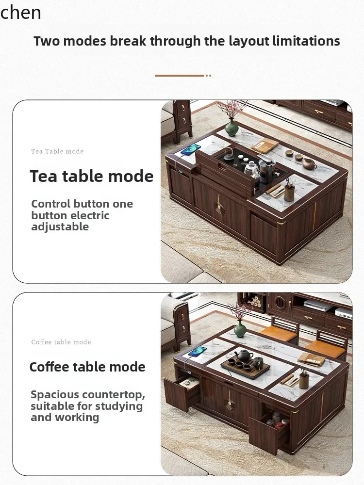 DSASolid Wood Lift Tea Table Purple Sandalwood Living Room Household Table Multi-functional Tea Table