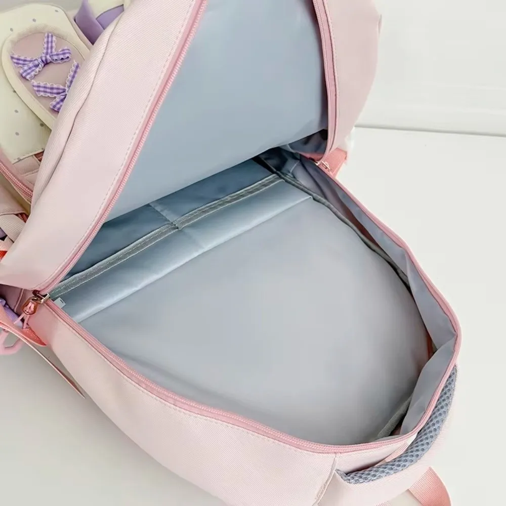New Lace Detail Bunny Ear Backpack Bunny Ear Large Capacity Student Backpack Sweet Style Lightweight School Bag School Supplies