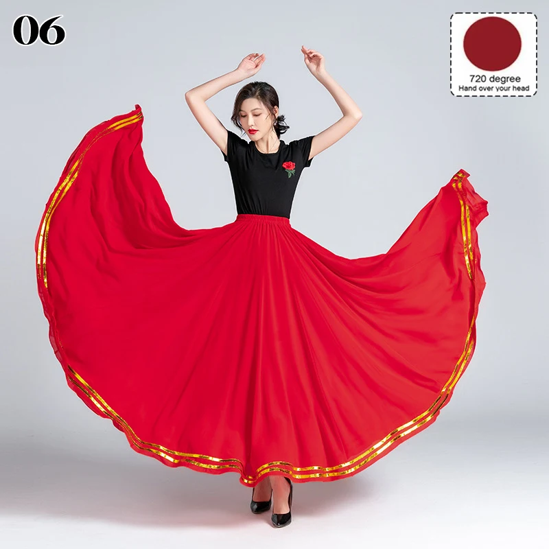 

Women Ballroom Waltz Practice Social Dance Skirts 720 Degree Big Swing Chiffon Half Skirt Competition Stage Performance Costume