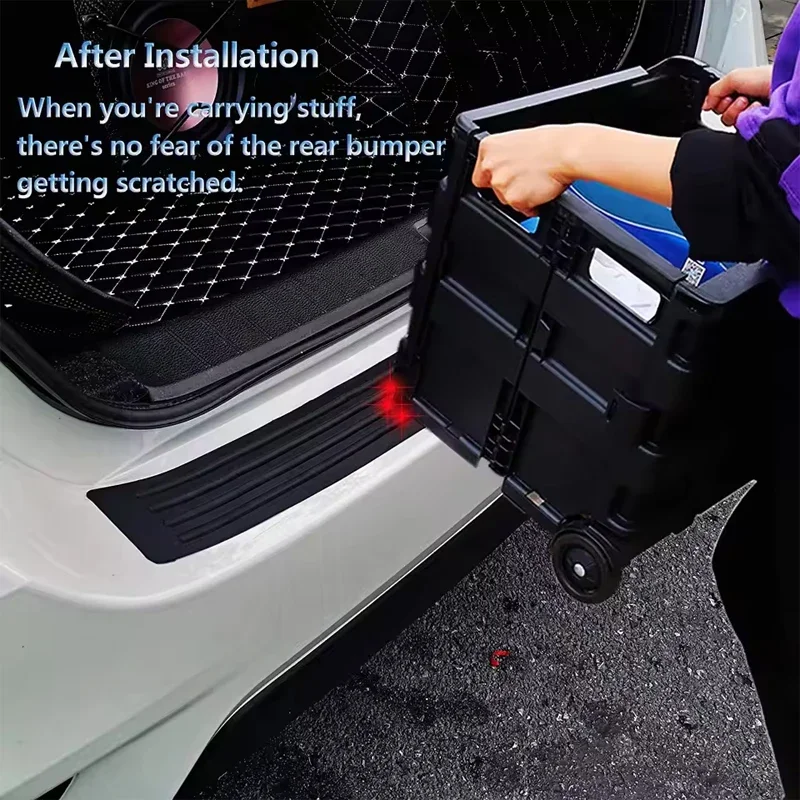 For Citroen C3 Aircross Anti-Scratch Rear Bumper Guard Trunk Door Sill Plate Protector Rubber Mouldings Trim Cover Strip Car