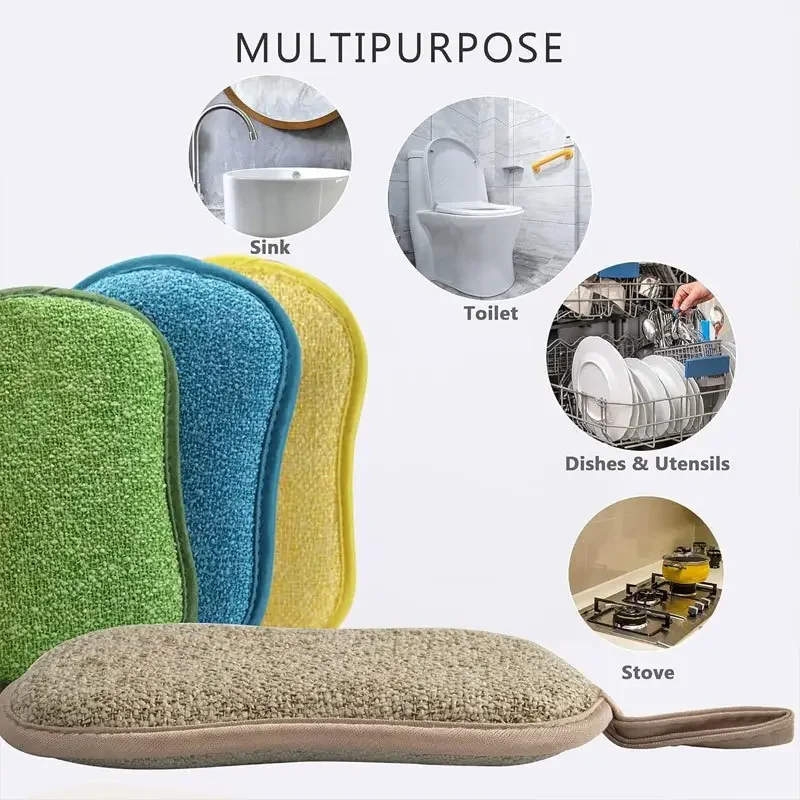 Multi-Functional Sponge Wipes – Washable & Reusable Kitchen & Bathroom Cleaning Pads for Pots, Pans, Dishes