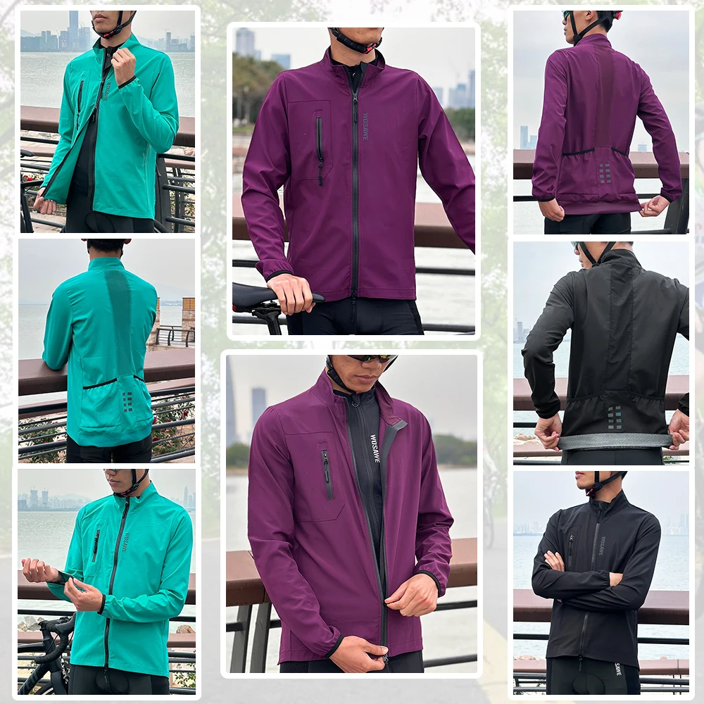 WOSAWE Ultralight Men\'s Cycling Windbreaker Windproof Jacket Bike Vest Water Resistant MTB Road Bicycle Long Jersey 2 Pockets