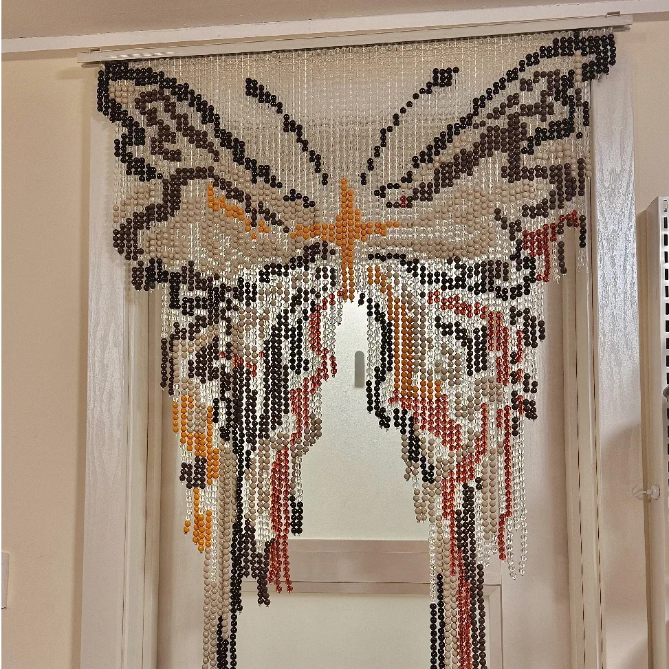 Minimalist style, retro dark butterfly door curtain finished product, entrance decoration