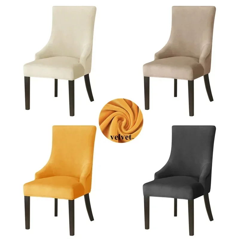 Velvet Elastic Armchair Chair Cover High Back Sloping Armchairs Slipcover for Kitchen Decor All-inclusive Dining Chair Cover