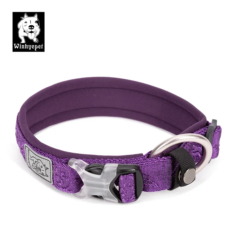 Winhyepet Dog Collar Nylon Adjustable Buckle Durable 3M Reflective  for Large  Small Pet Puppy YC1853