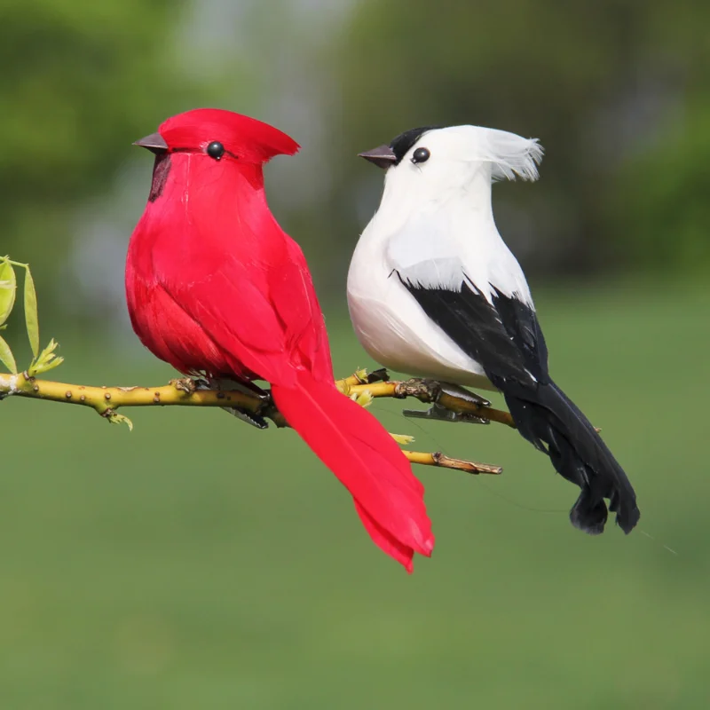 6pcs Artificial Birds Simulation Feather Birds Fake Foam Animal Models Ornament Gift Garden Miniature Ornament