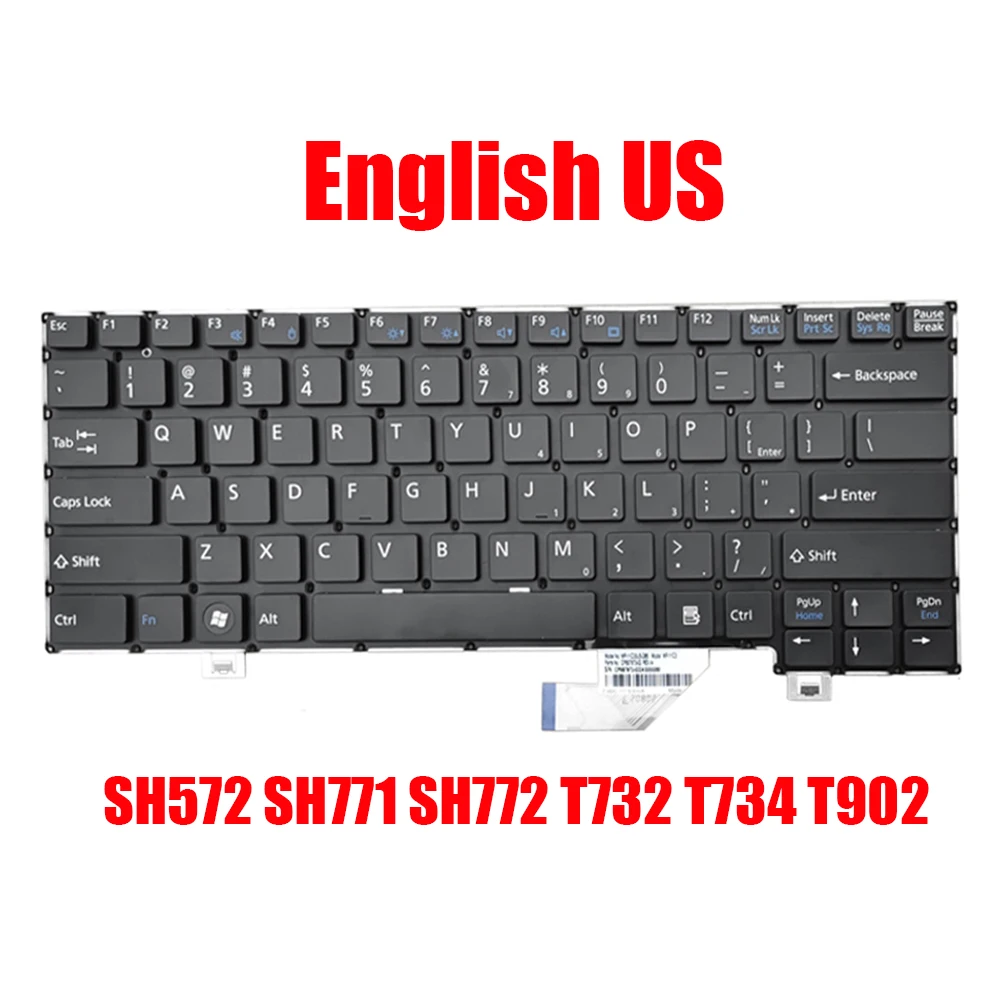 

English US Laptop Keyboard For Fujitsu For LifeBook SH572 SH771 SH772 T732 T734 T902 MP-11C33US-D853W CP617920-01 Black New