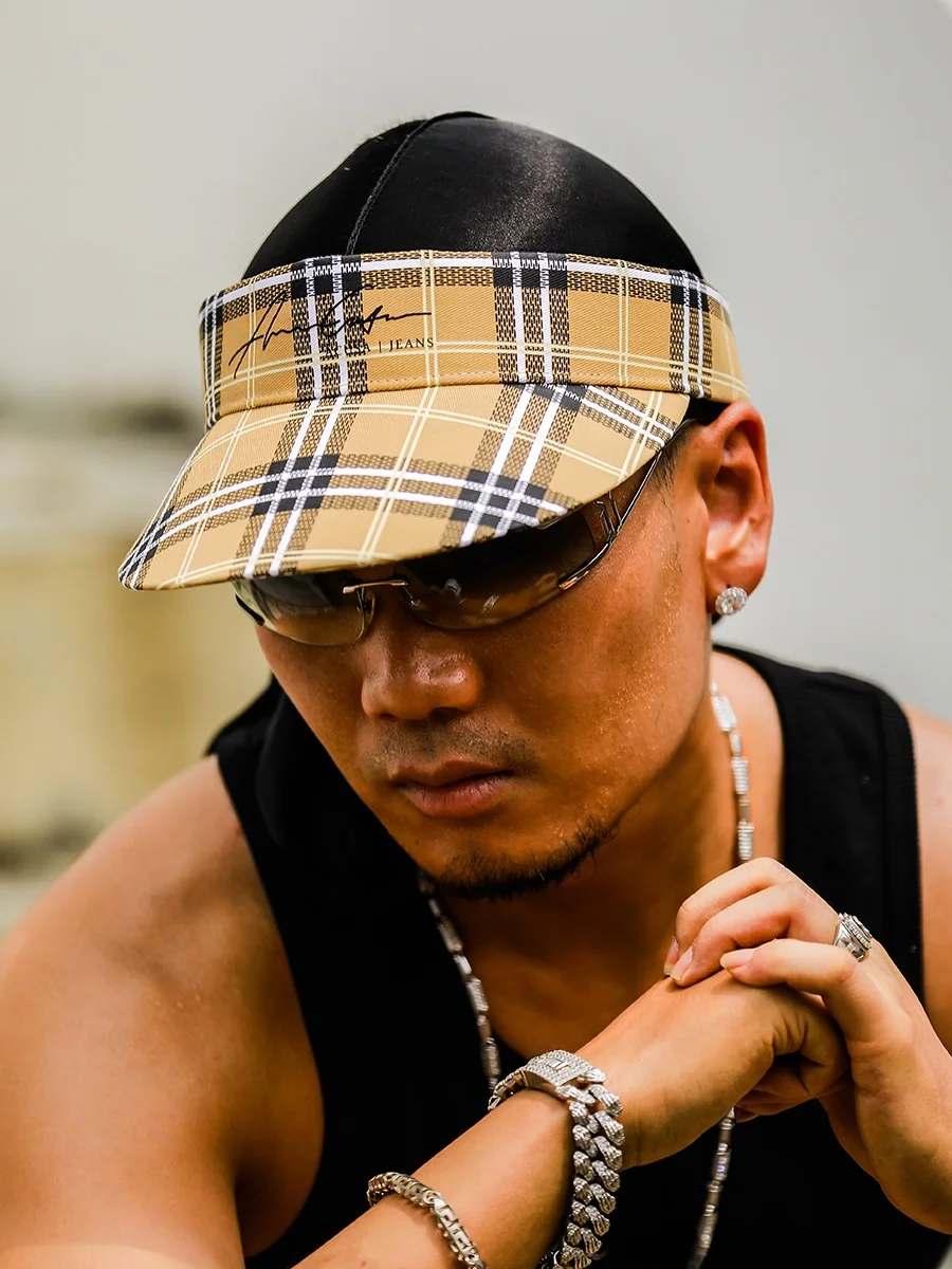 acusa-ミレニアム-hiphop-スタイル調整可能なソリッドカラーグリッドパターン空のトップサンハット春夏帽子若者用カジュアルコットンキャップ