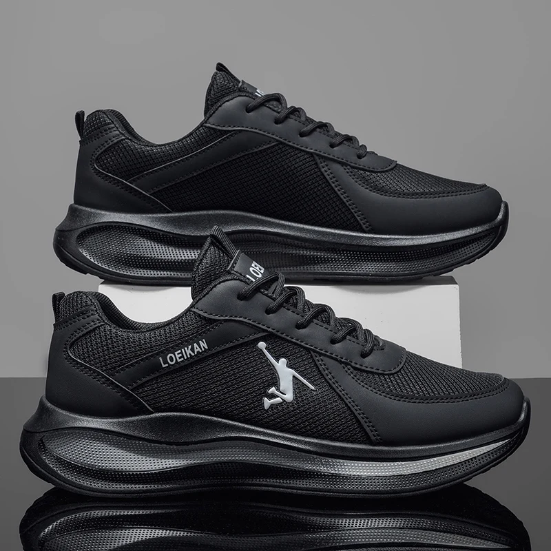Men Air Cushion Platform Sneakers Breathable Mesh Lightweight Non Slip Daily Walking Running Shoes 2 Colors