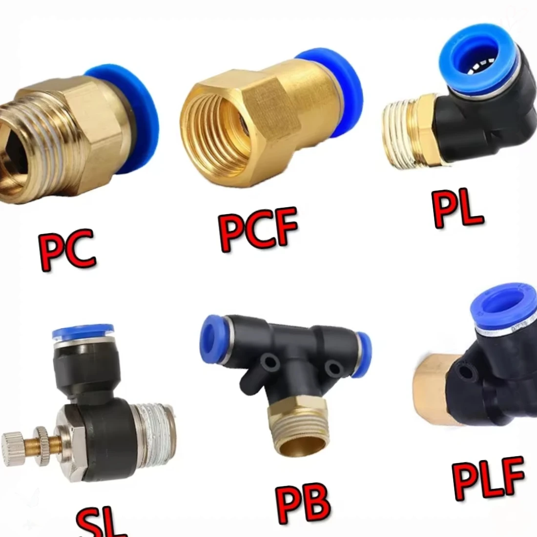 Pneumatic Elbow Connector Tube Air Push In Fittings PLF Hose OD 4 6 8mm - Female Thread M5'' 1/8'' 1/4'' 3/8'' 1/2''