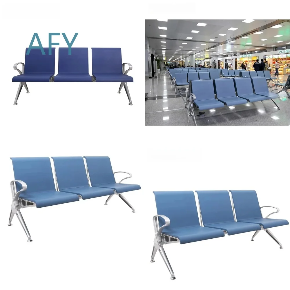 3 Seater PU Foam Waiting Chair for Hospital Airport Train Station Office Reception Area Ergonomic Seating Bench Comfortable