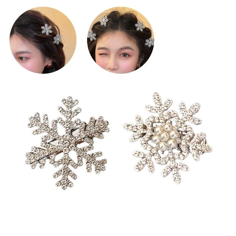340D Girl Barrette Hairpin Christmas Blingbling Snowflake Hair Clip for Women Girl