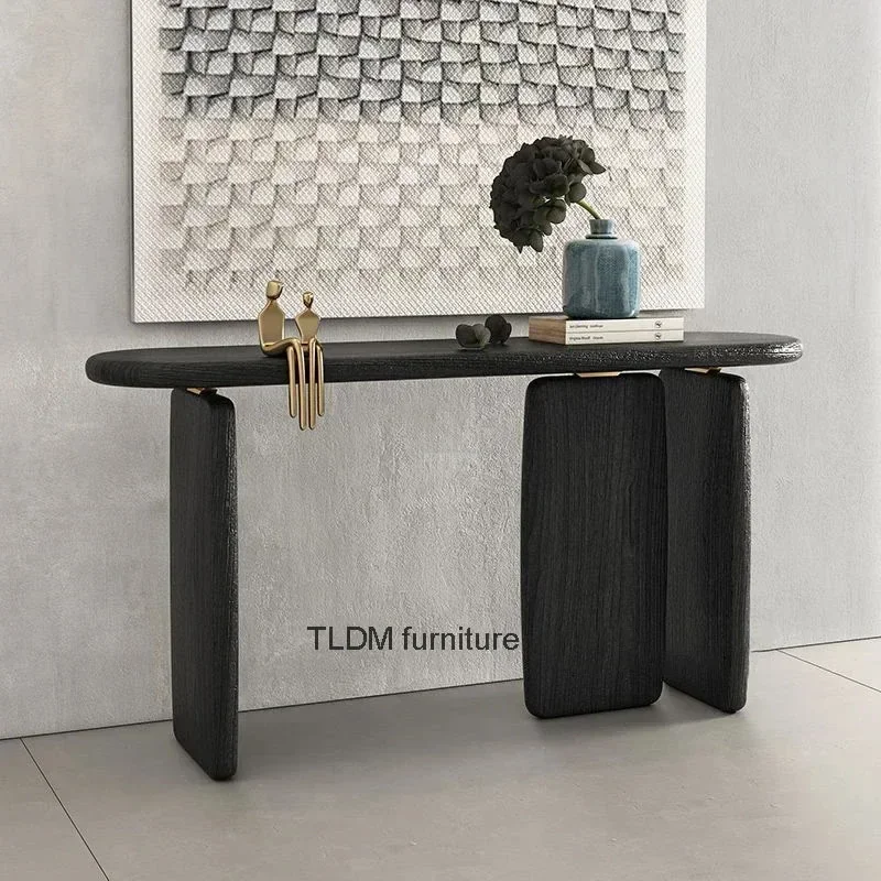 

Креативные консольные столы из массива дерева, простая мебель для гостиной, входная консоль, светильник, роскошный домашний современный дизайнерский шкаф на крыльце