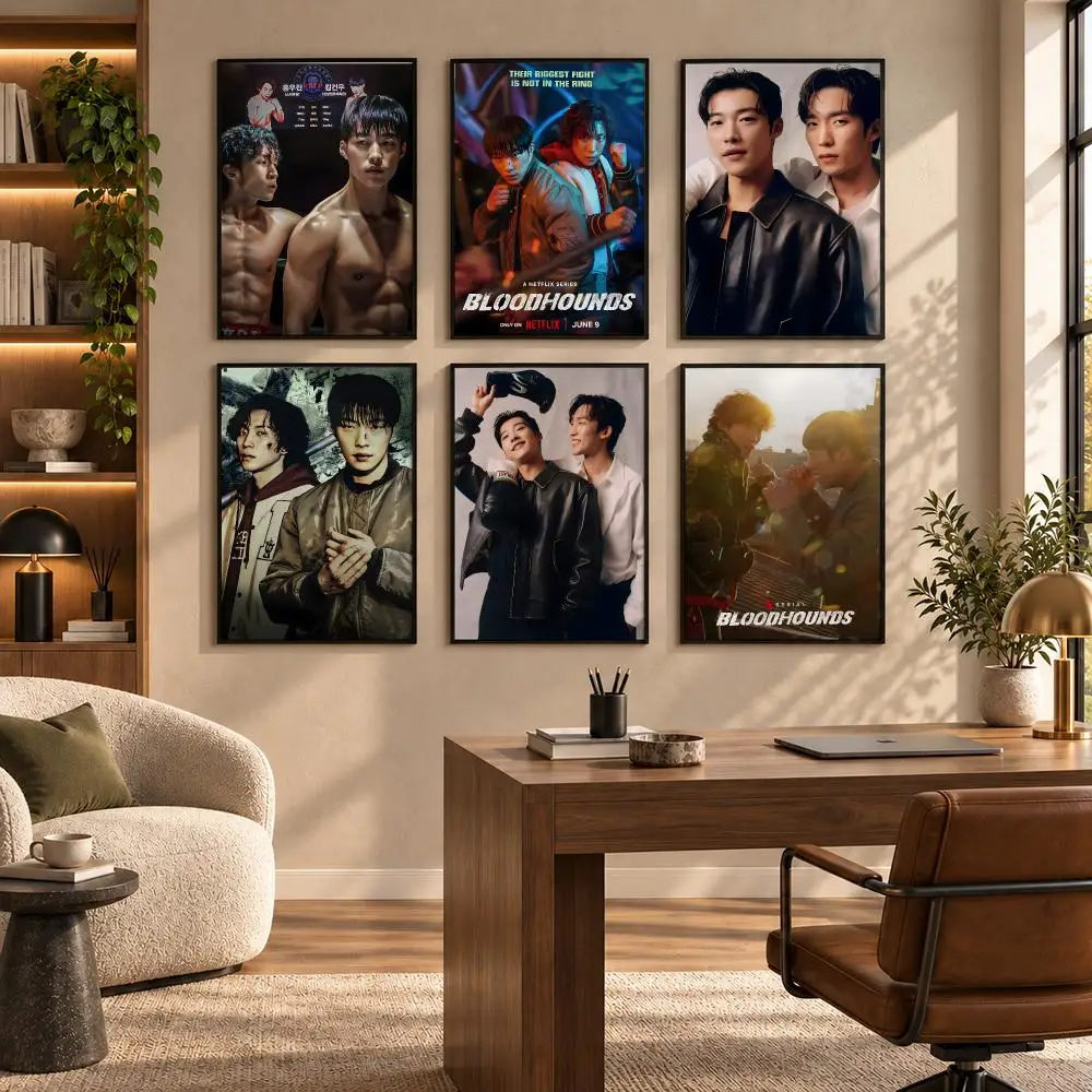 Bloodhounds Korean Action Drama Poster Self-adhesive Art Waterproof Paper Sticker Coffee House Bar Room Wall Decor