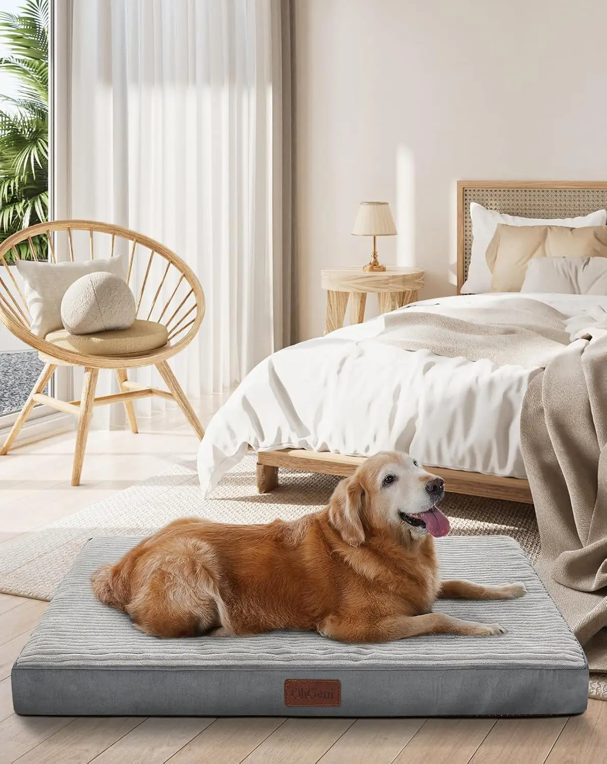 

44 H Orthopedic Waterproof & Hine Washable Dog Bed For Medium Large Pets, Wider & Larger Size, 25D Egg Crate Foam, Non-Slip
