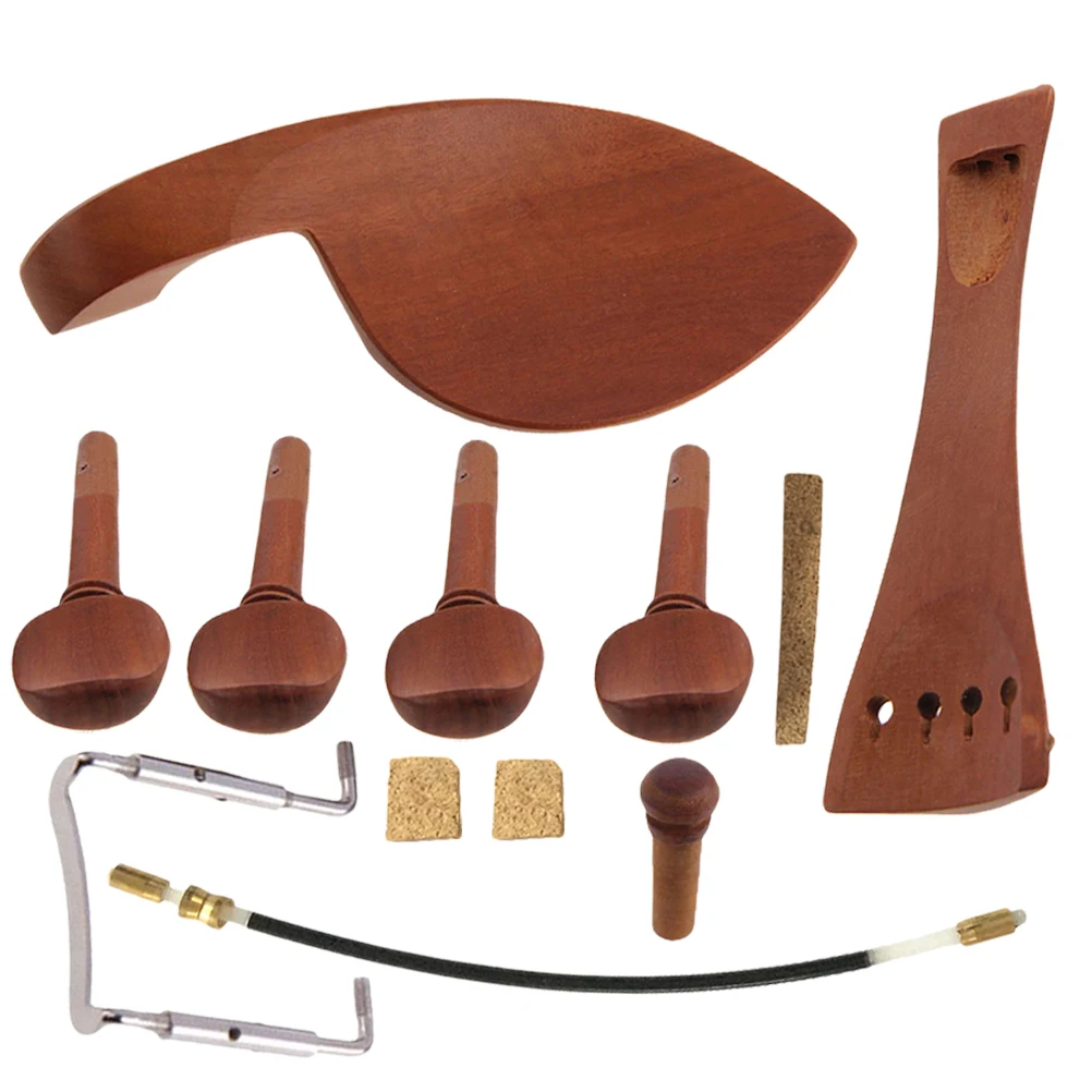 

Guitar Violin Accessories Shoulder Rest Bamboo Tailpiece with Fine Tuners Jujube Wood