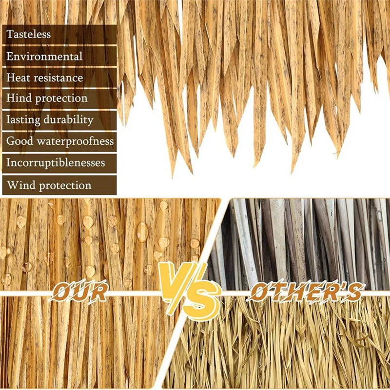 ABVA-2Pcsthatch Roofing Artificial Palm Thatch Rolls For Outdoor Hawaiian Party Decor For Tiki Bars, Parties, Gardens & Fences