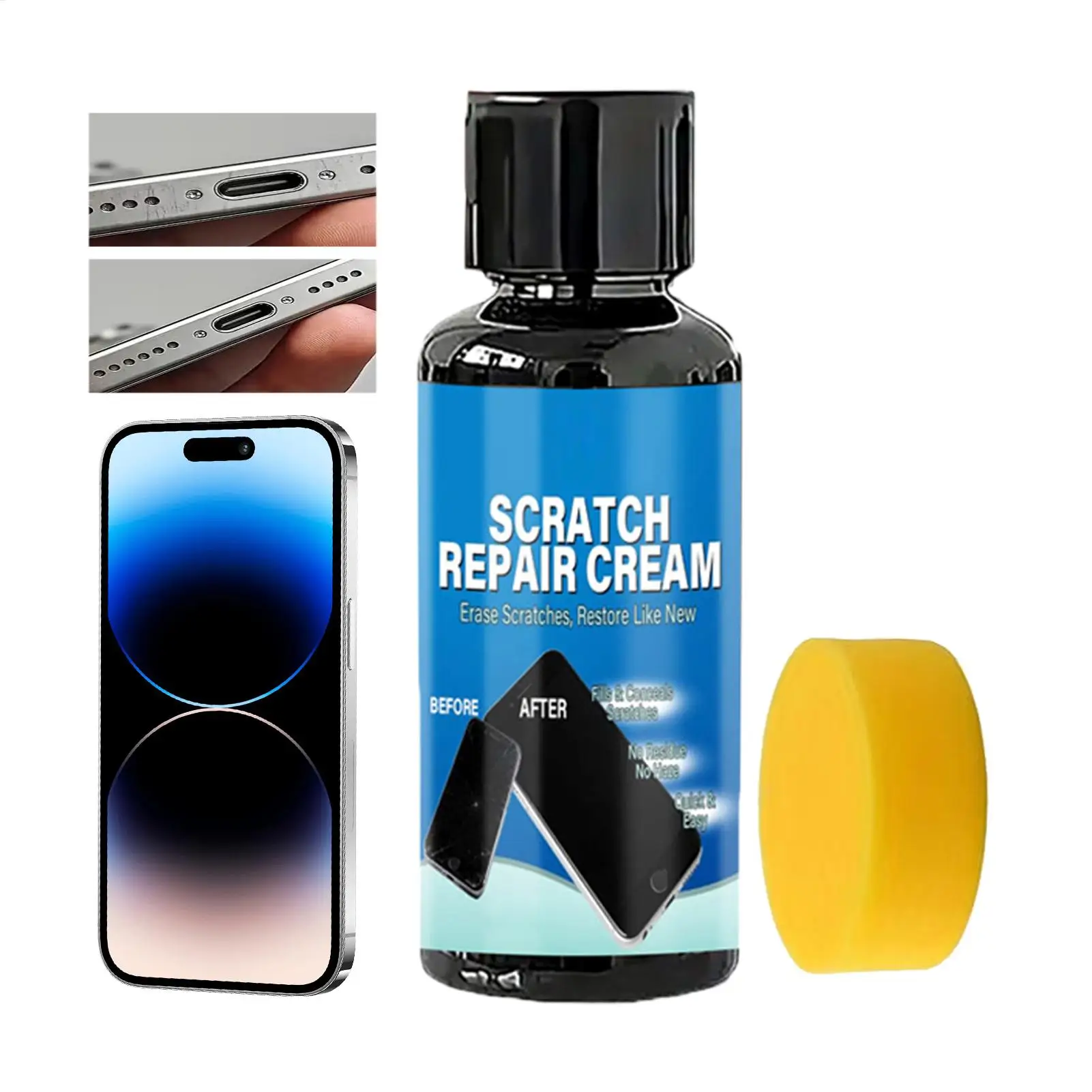 

Phone Screen Scratch Repair Kit Screen Scratch Remover Kit Easy Apply with Sponge for Glasses Phone Tablet Resin Lens Repair