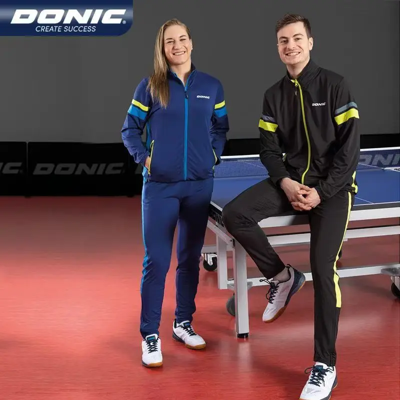 DONIC table tennis long suit set for men and women, spring and autumn new casual running clothes, ankle binding pants 88230