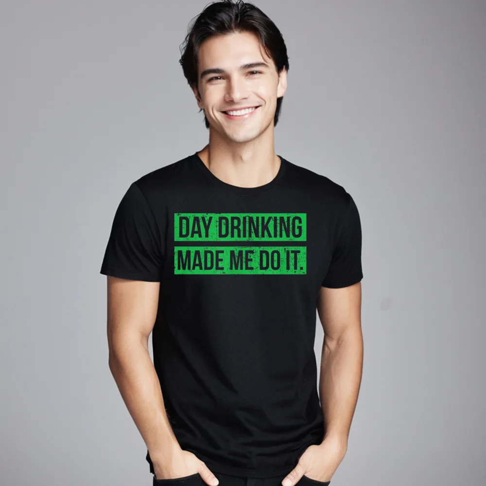 Discount Women's T Shirt Day Drinking Made Me Do Slogan Tops & Tees Pure Cotton Short Sleeve Normal Tee Shirts O-Neck