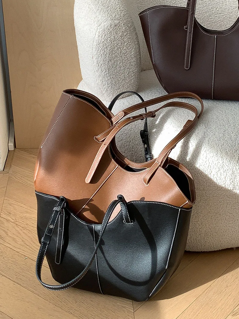 

Designer Single Shoulder Portable Shopping Bag Large Capacity Women Handbag Luxury Leather Ladies Commuter Underarm Totes Bag