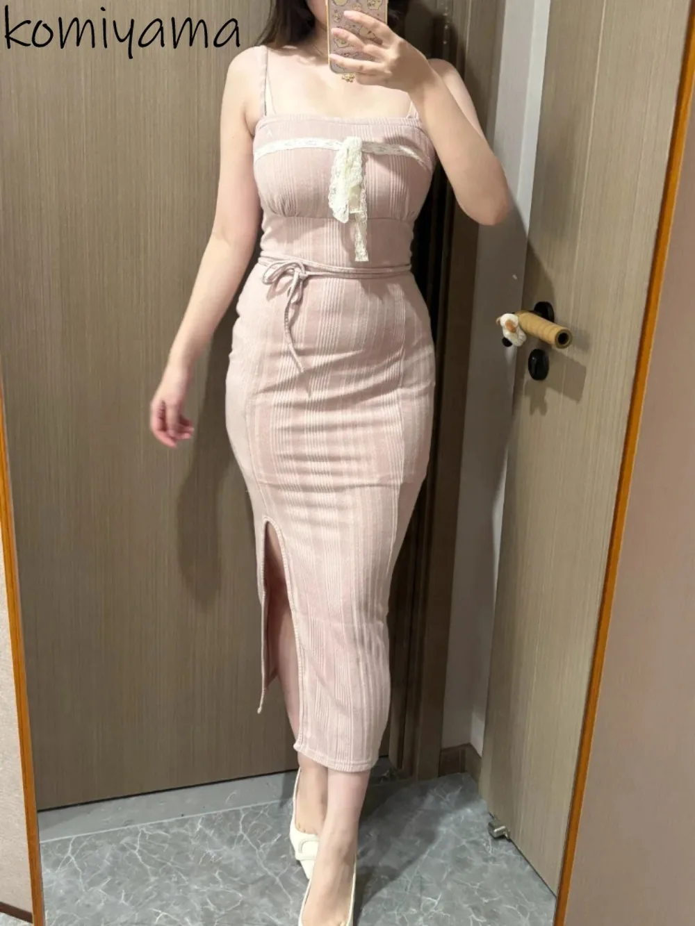 

Spliced Lace 2025 Vestidos Bandage Woman Dress High Waist Bodycon Dresses Japan New Split Robe Feminino Sexy Ropa De Mujer