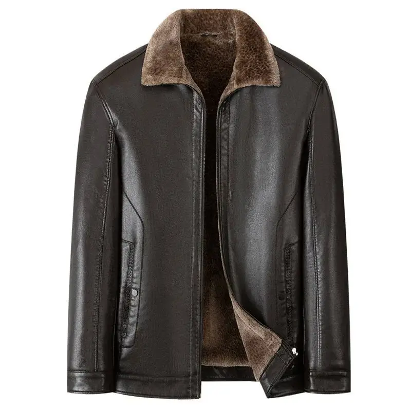 

Мужское зимнее пальто из искусственной кожи больших размеров, модное, молодежное, с воротником из искусственной кожи, дизайн Vitali Sle