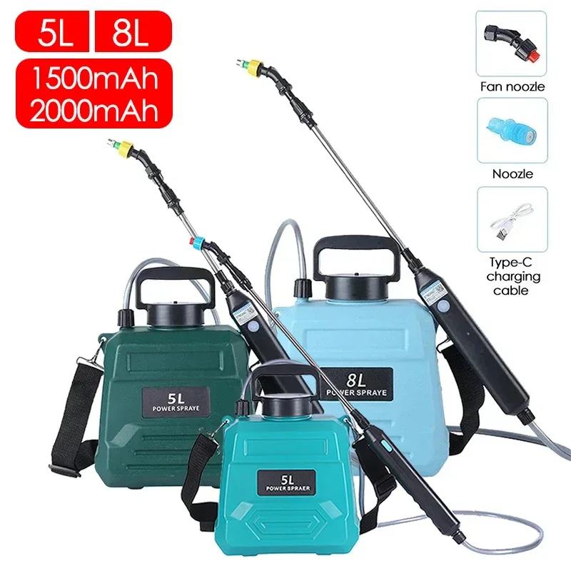 Portable 5L 8L Watering Can Electric Gardening Sprayer Irrigation Tool 1500mah/2400mah Rechargeable Telescopic Handle