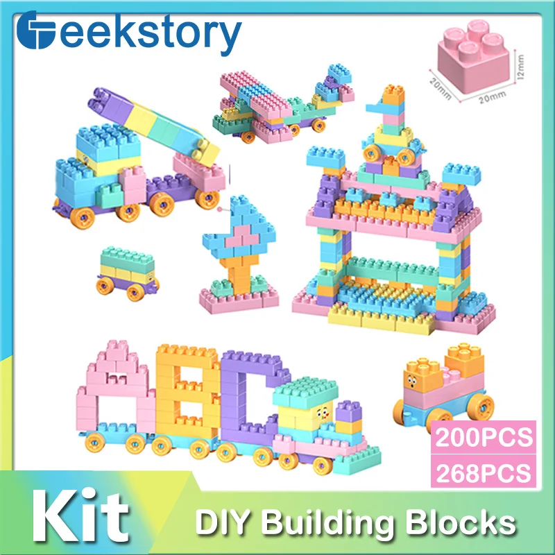 Creative DIY Colorful Building Blocks About 200PCS/268PCS Bulk Set Assembling Educational Toys Bricks Gift For Kids Christmas