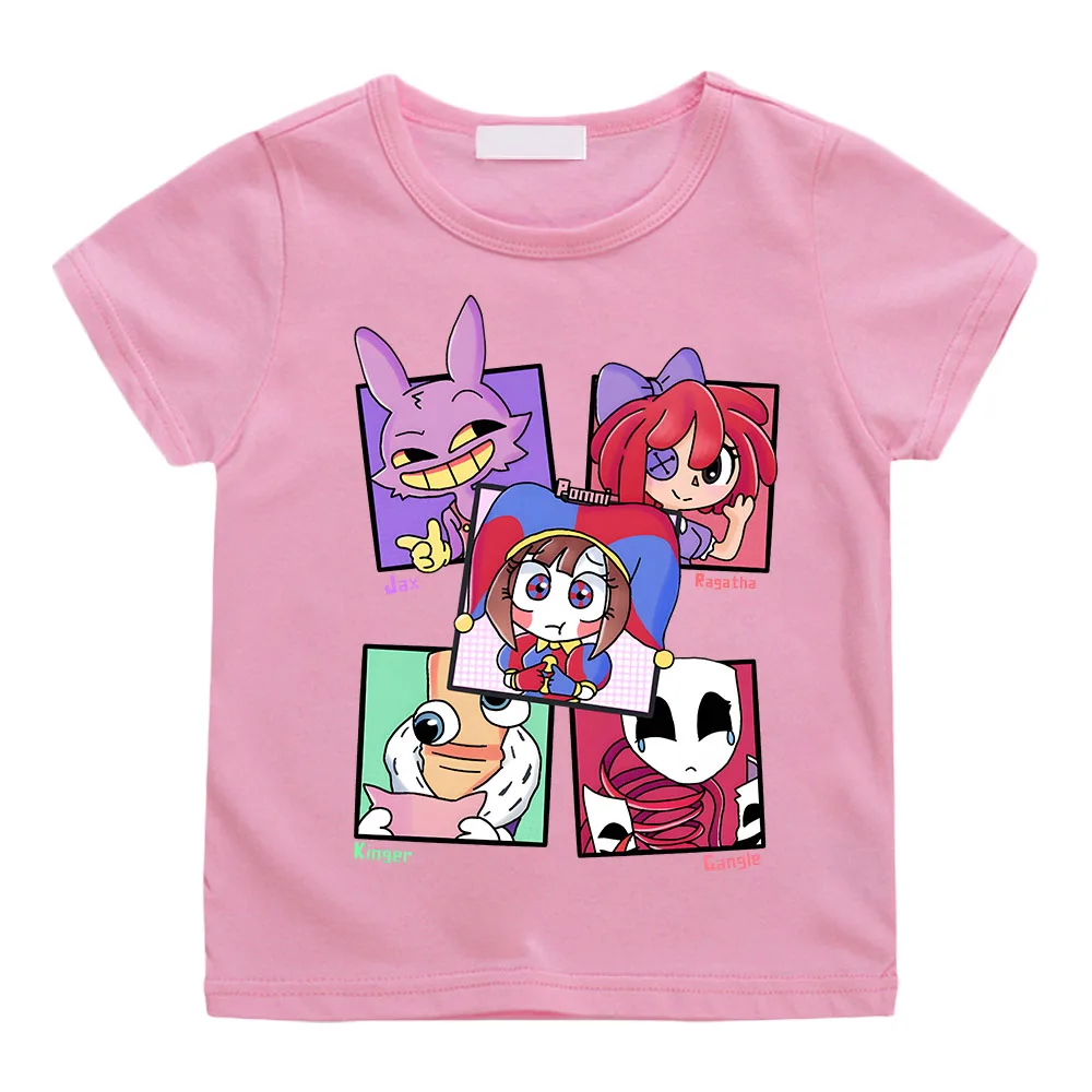 

Kawaii Girls T-Shirt Video Game The Amazing Digital Circus Graphic Print Tshirt Fashion Kids Short Sleeve Cute Girls Clothing