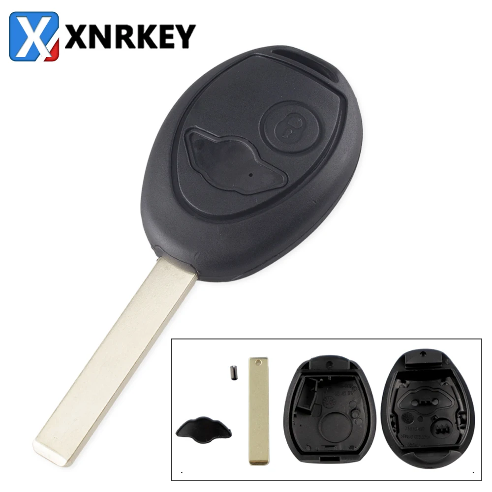 

XNRKEY 2 Buttton Car Remote Key Shell for BMW Mini Cooper S R50 R53 Uncut Blade Blank Car Key Case