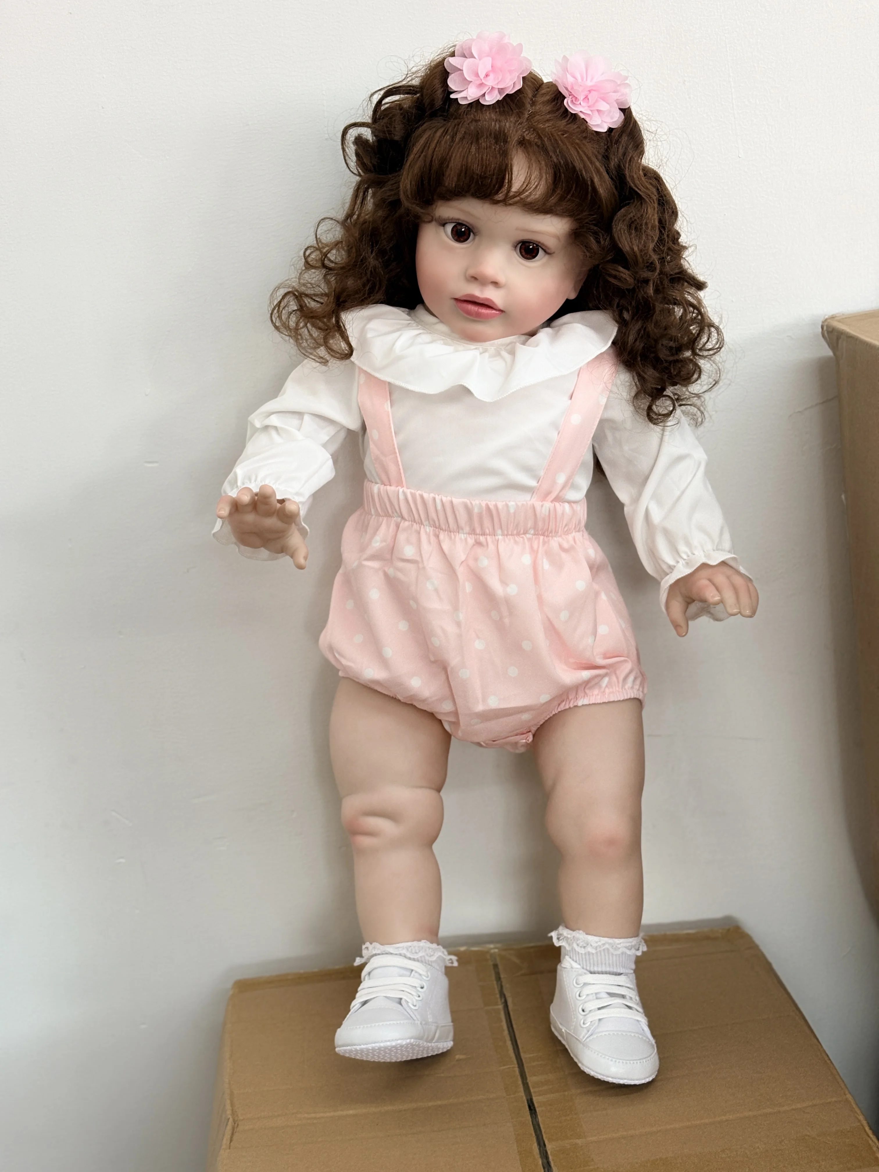 66CM Reborn Pippa Toddler Baby Huge Size Bebe Girl 3D Painted SKin Lifelike Soft Touch with Implantation Rooted Hair Dolls Gift