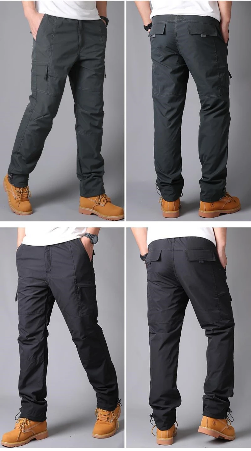 Herren Winter Winddichte Cargo-Hose mit Fleece-Futter, Outdoor Wasserdichte Warme Hose, Gerade Geschnittene Lässige Weite Hose mit Mehreren Taschen – Detail 6