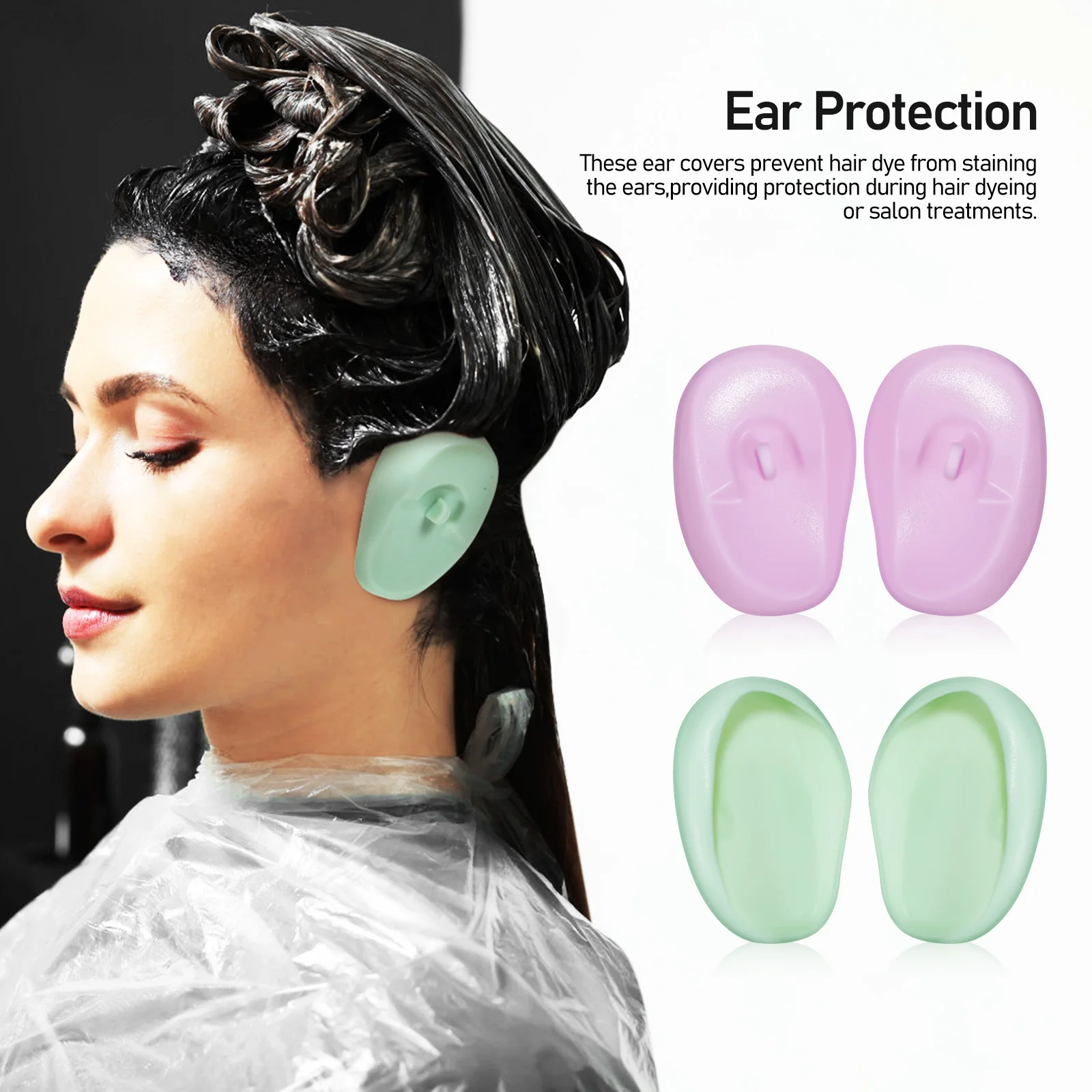 

4 Pairs Earmuffs Hair Dye Shower Plugs Silica Gel Covers for Swimming Shield Drying