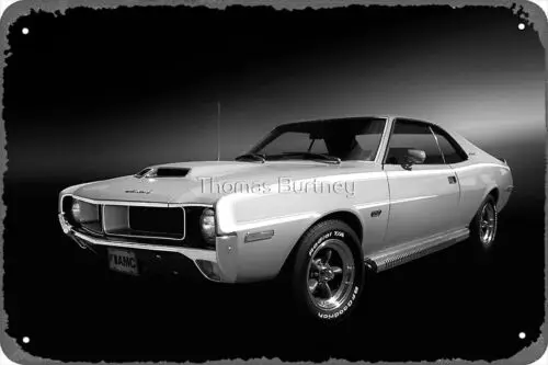 1970 AMC Javelin SST B/W Poster Metal Tin Sign Vintage Retro Man Cave Wall Decor