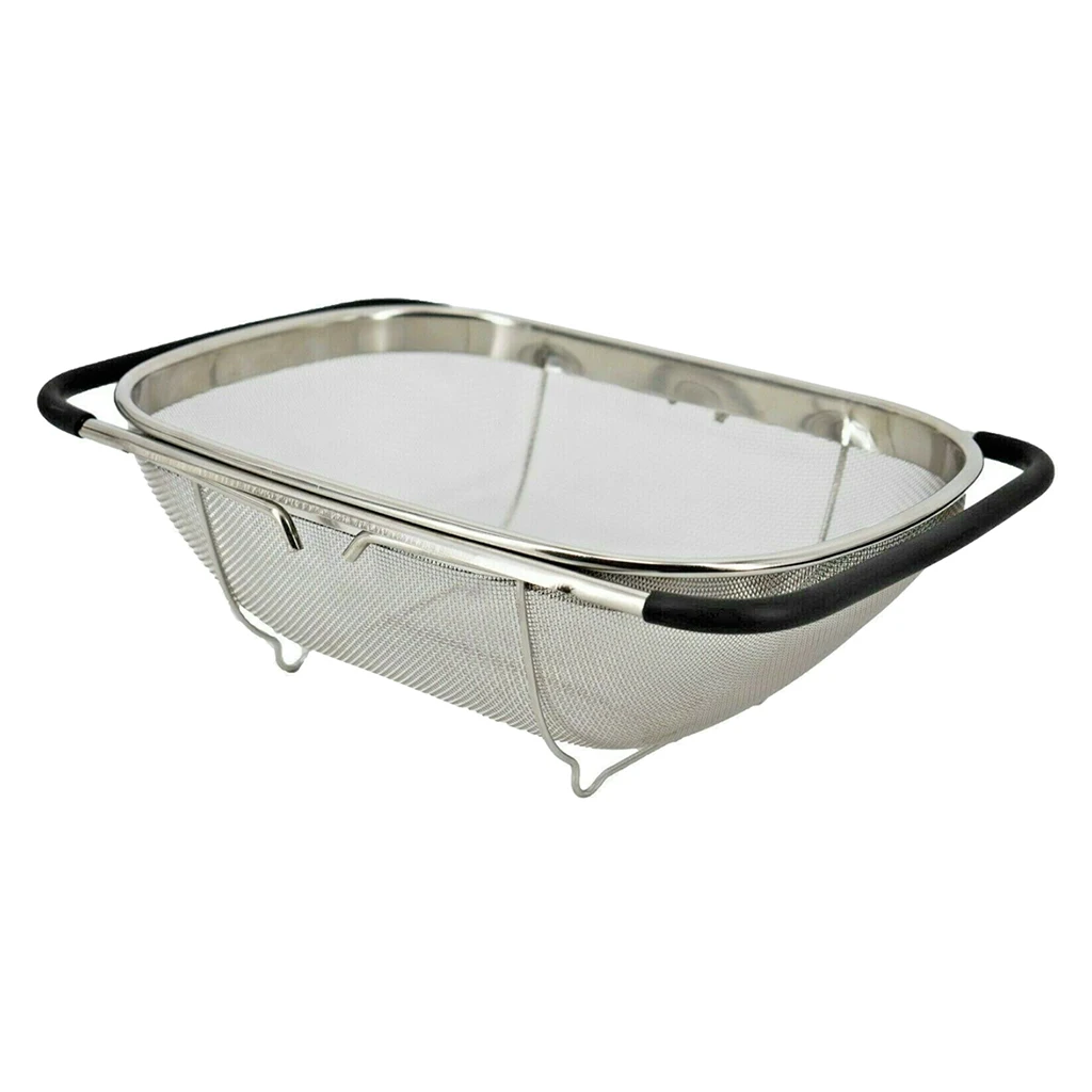 Kitchen Sink Adjustable Stainless Steel Strainer Basket over Sink Colander for Fruits and Pasta Rinsing