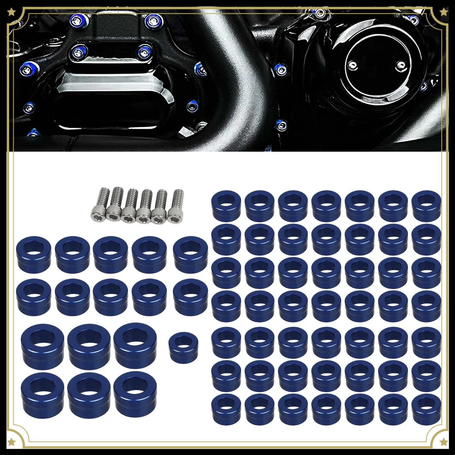 Motorcycle 66pcs Blue Motor Engine Bolt Caps Cover For Harley Dyna Touring Road King Street Glide Softail Fat Boy Sportster
