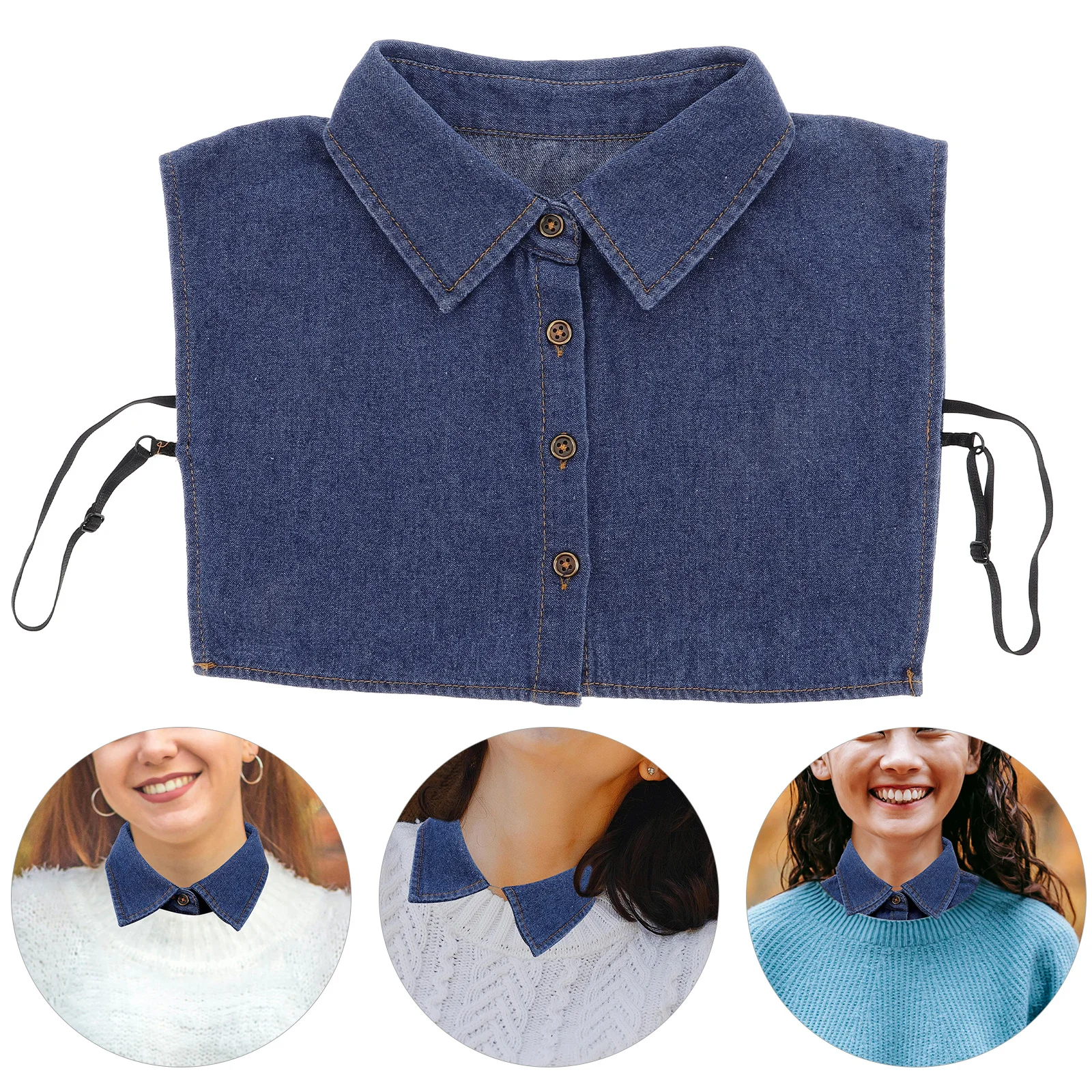 

Fake Collar Women False Collar Shirt For Men Women Faux Denim Detachable Korean Style Top Blue Clothing Accessory