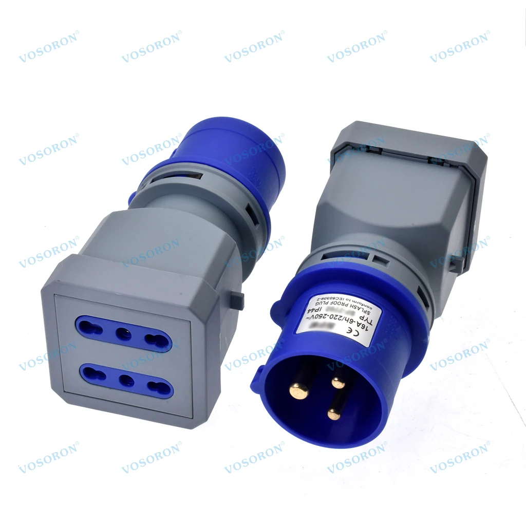 IP44 16A RV محول القابس IEC309 316P6 إلى المزدوج إيطاليا 10A/16A محول المخرج
