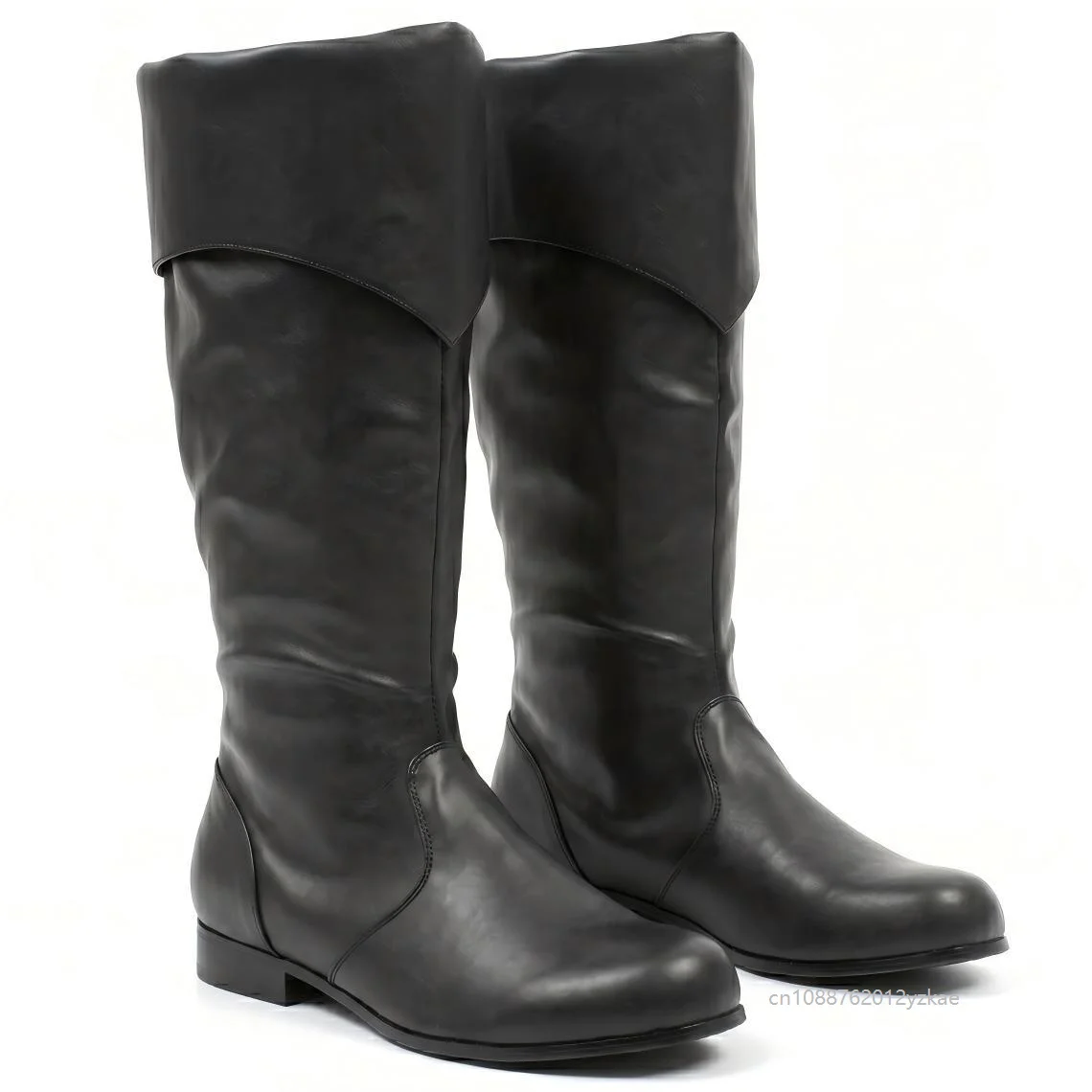 Pirate Knee High Boots Fold Over Cuff Faux Leather Boots Medieval Renaissance Cosplay Boots Halloween Captain Costume Footwear 2