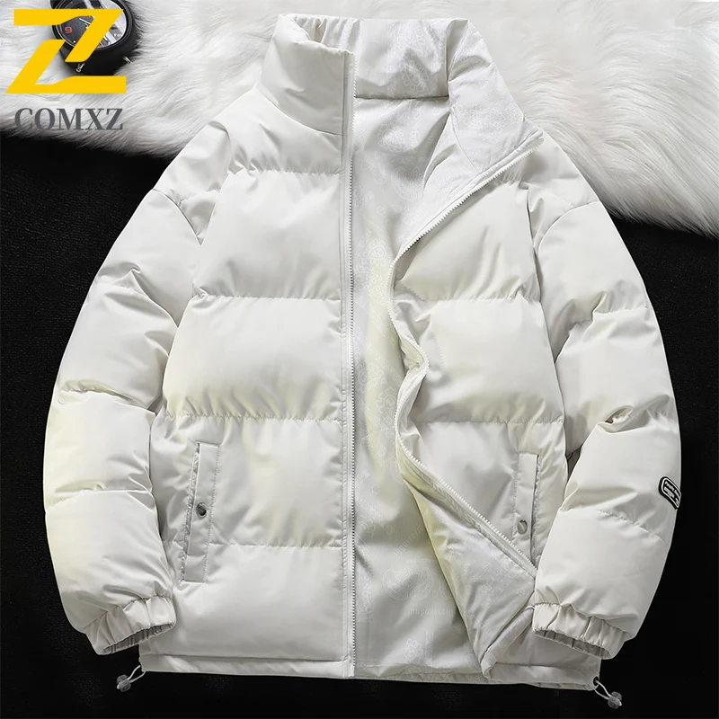 زوجين سترة قطن على الوجهين موضة سميكة يندبروف الوقوف طوق أسفل سترة في الهواء الطلق ملابس الشتاء غير رسمية معطف القطن