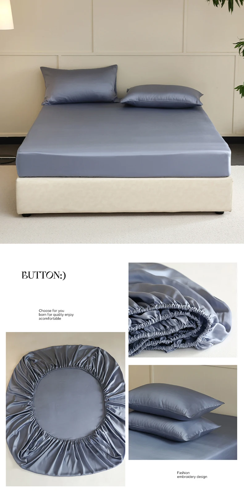 Mulberry Silk Fitted Sheet with Elastic Bands 23 Momme Pure Silk Mattress Covers for Single Double King Queen Bed Luxury Sheets