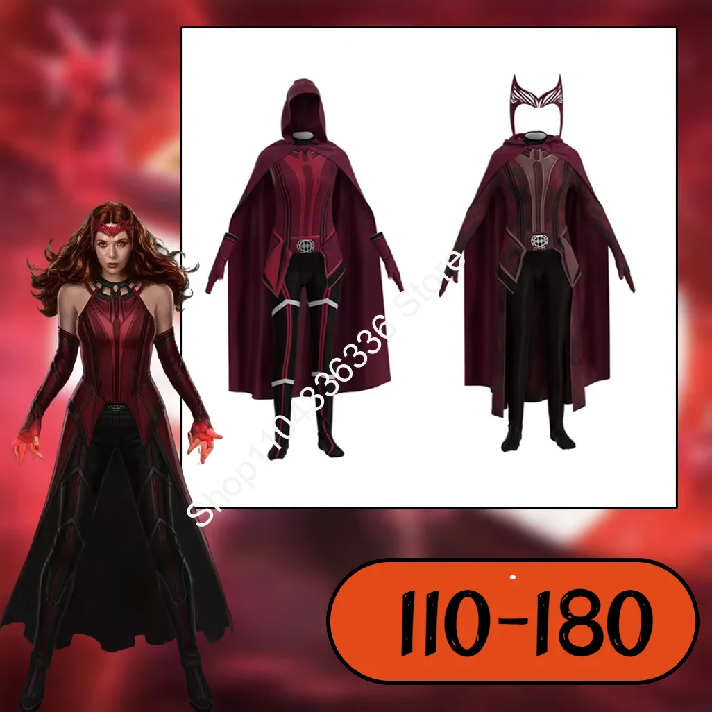 الفيلم تأثيري حلي القرمزي عباءة الجوارب هالوين هزلية غامضة مذهلة الزي كيب فريد خوذة الكبار فتاة 110-180