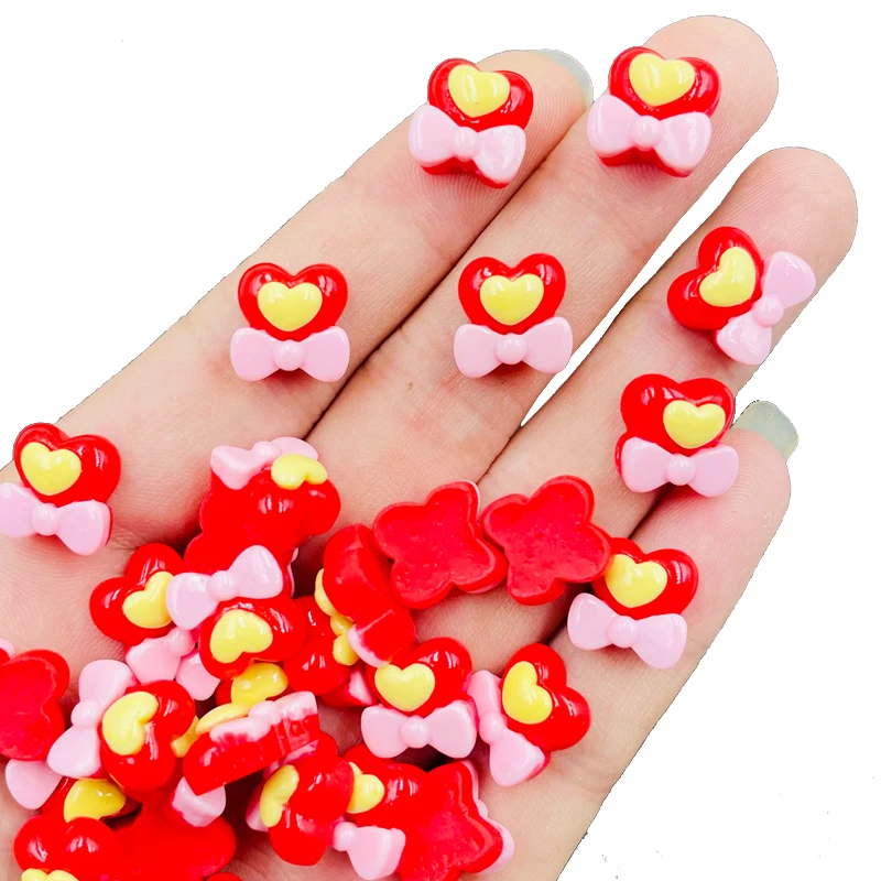 30 Pcs New Cute Mini Cartoon Heart-Shaped Resin Cabochons Scrapbooking DIY Jewelry Craft Decoration Accessories N55