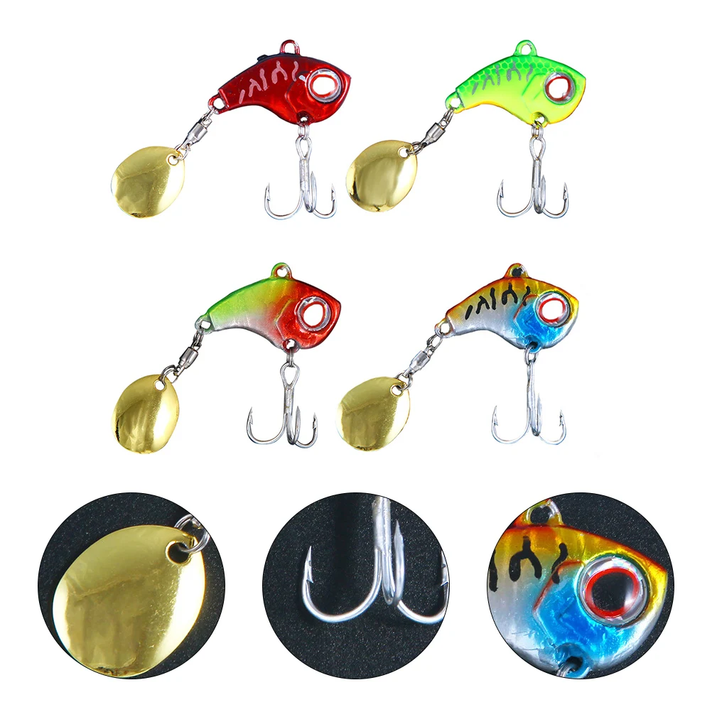 

4pcs Bait Lures Premium Material Durable ABS Treble Lures For Bass Fishing Hooks 3D Eyes Fishing Baits Trolling Accessories