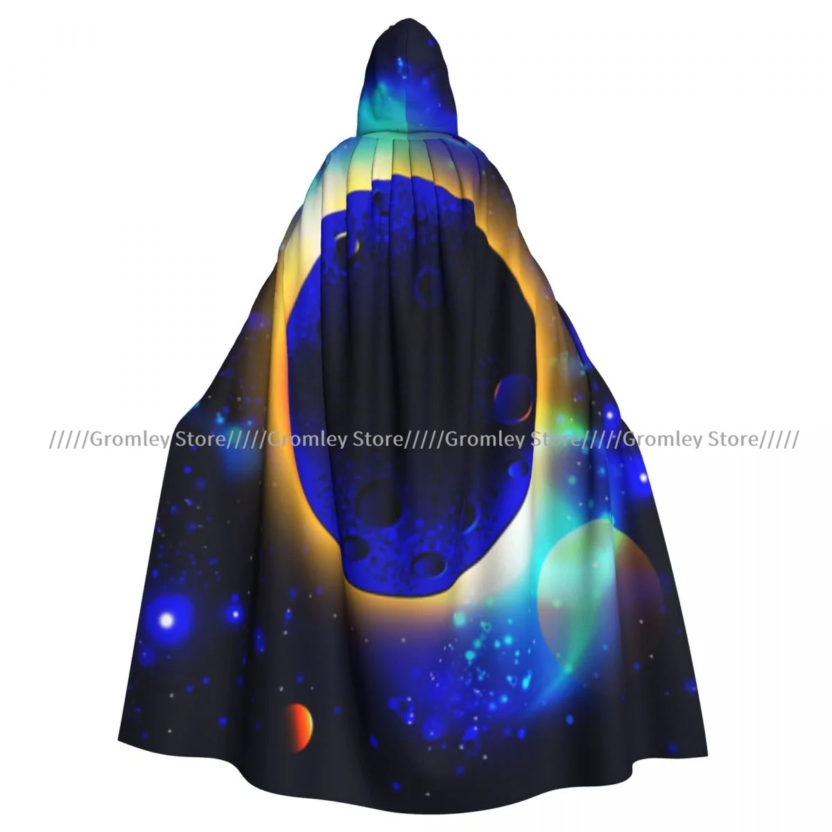 Adult Space Planets Stars Cloak Cape Hooded Medieval Costume Witch Wicca Vampire Halloween Costume Dress Coat