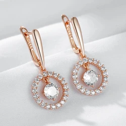 Wbmqda Wbmqda Shiny Long Drop Earring For Women 585 Rose Gold Color With Natural Zircon Luxury Wedding Party Jewelry Gifts